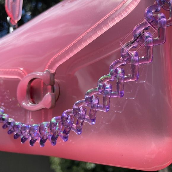 TRIPLE HEARTS Violet Jelly Purple Resin Bag Strap Novelty Bag Strap - Picture 6 of 11